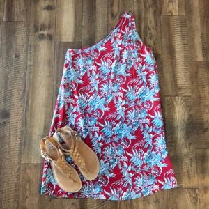 Red and Teal 1 Shoulder Dress